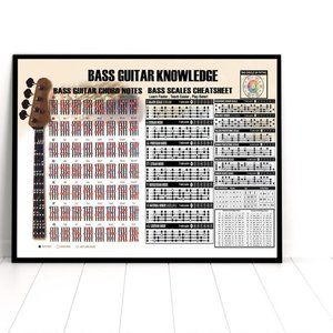 Bass Guitar Knowledge Satin Poster No Frame 18x12